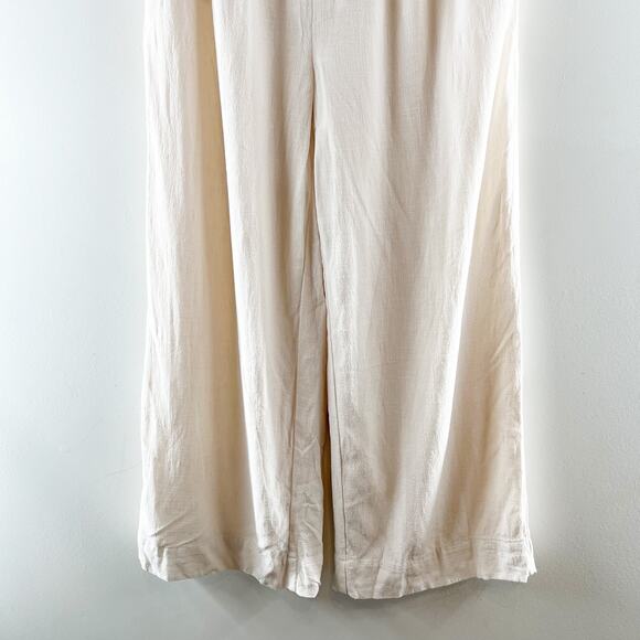 Z Supply High Rise Wide Leg Farrah Linen Blend Pants Trousers Cream Ivory Small - Picture 12 of 12